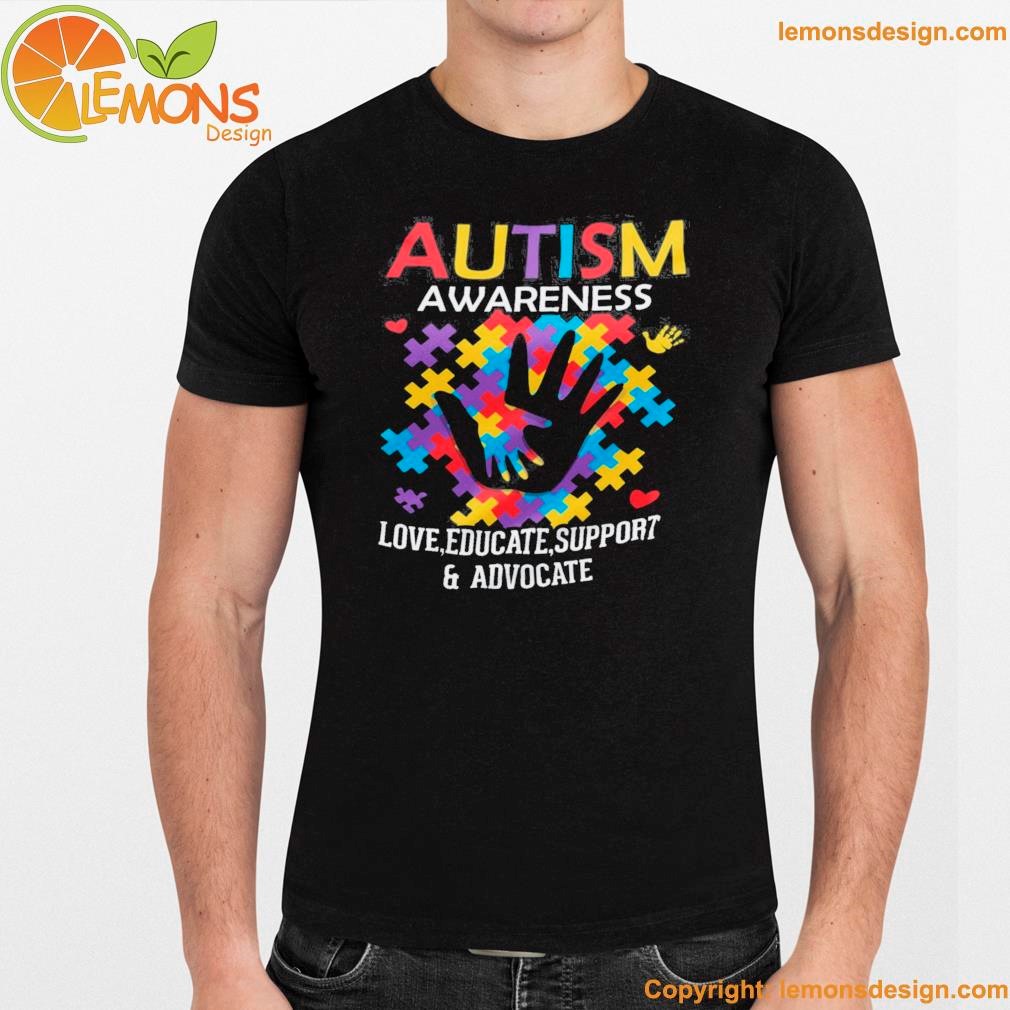 Autism awareness love,educate,support and advocate shirt unisex men mockup tee shirt.jpg