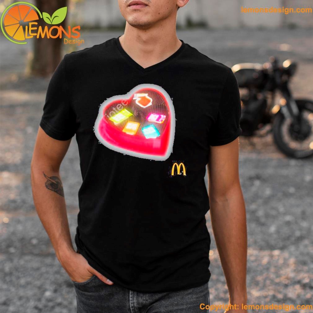 Box of hearts and chocolates the cardI b and offset meal merch sauce in my heart mcdonald's shirt v-neck tee shirt.jpg