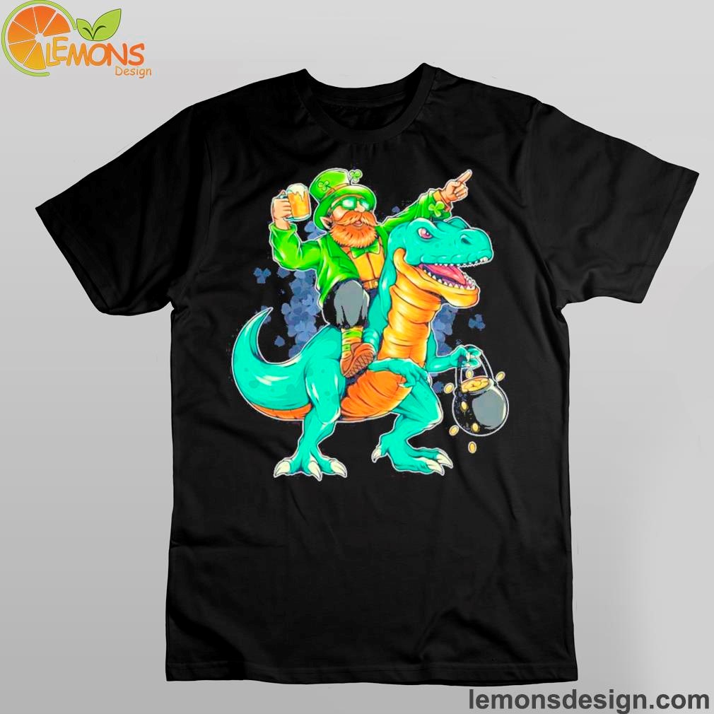 Dinosaur and leprechaun for st patrick's day shirt