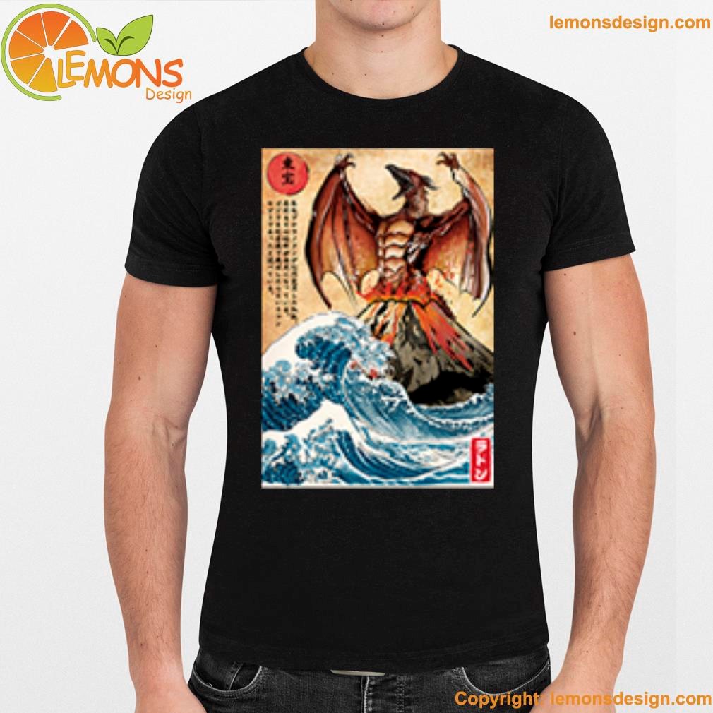 Fire pteranodon in Japan fire dragon shirt unisex men mockup tee shirt.jpg