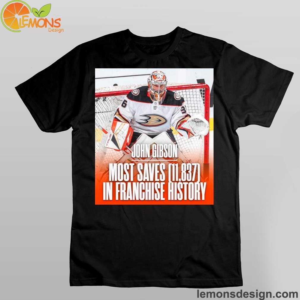 Ice Hockey Team John gibson most saves 11837 in franchise nhl history vintage shirt