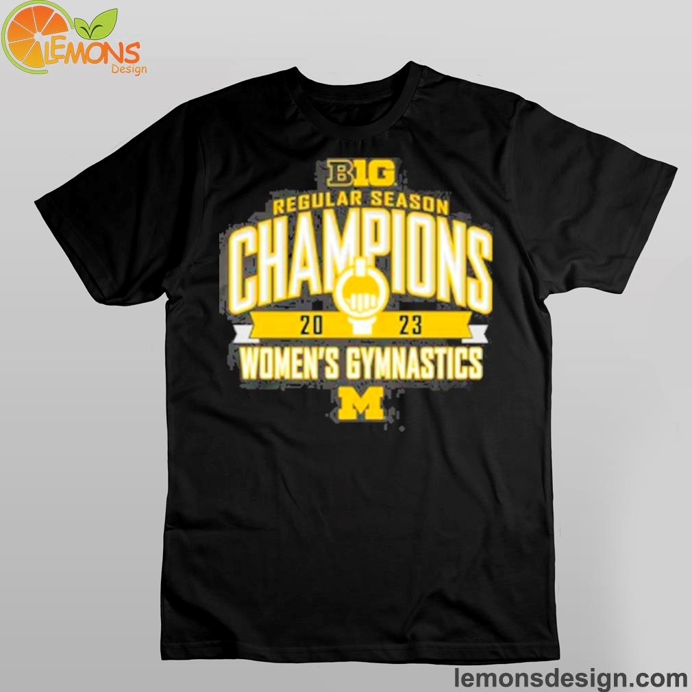 Navy Michigan logo wolverines 2023 big ten men's gymnastics regular season champions shirt