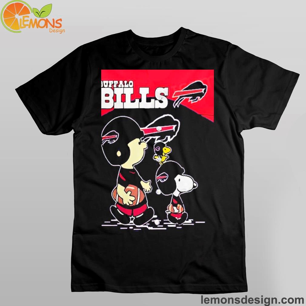 Snoopy goes to play rugby Buffalo Bills Woodstock Charlie brown Snoopy custom Buffalo Bills logo shirt