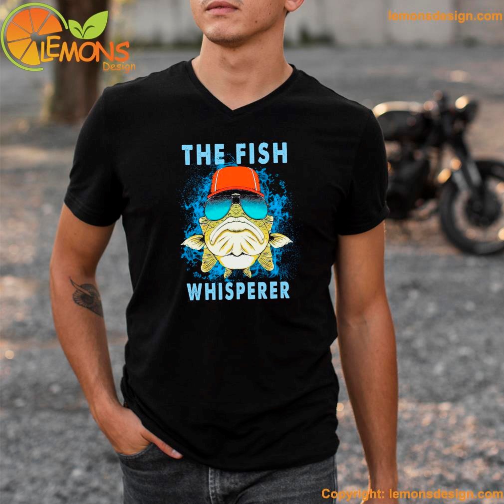 The fish whisperer fish wear glasses and wear latex shirt v-neck tee shirt.jpg
