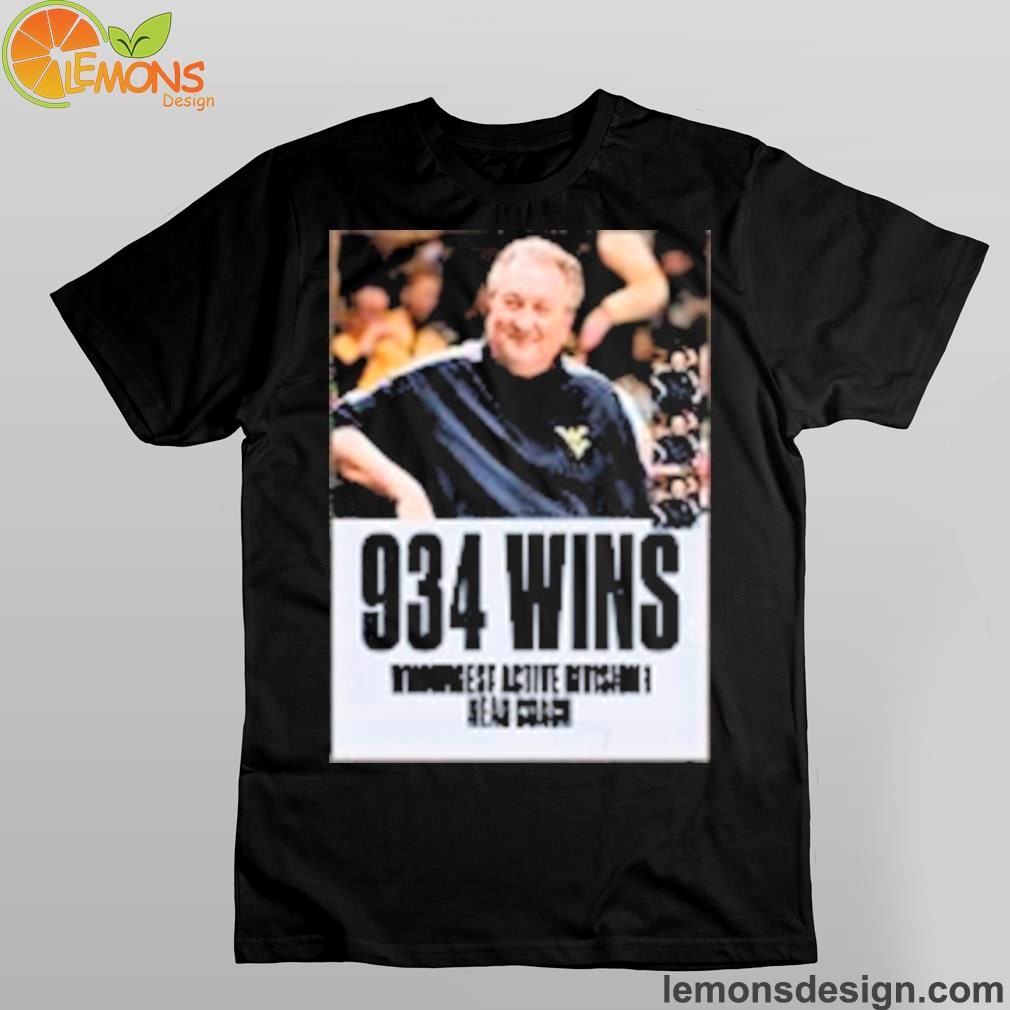 Wvu mens basketball head coach bob huggins 934 winningest active Division I head coach vintage shirt