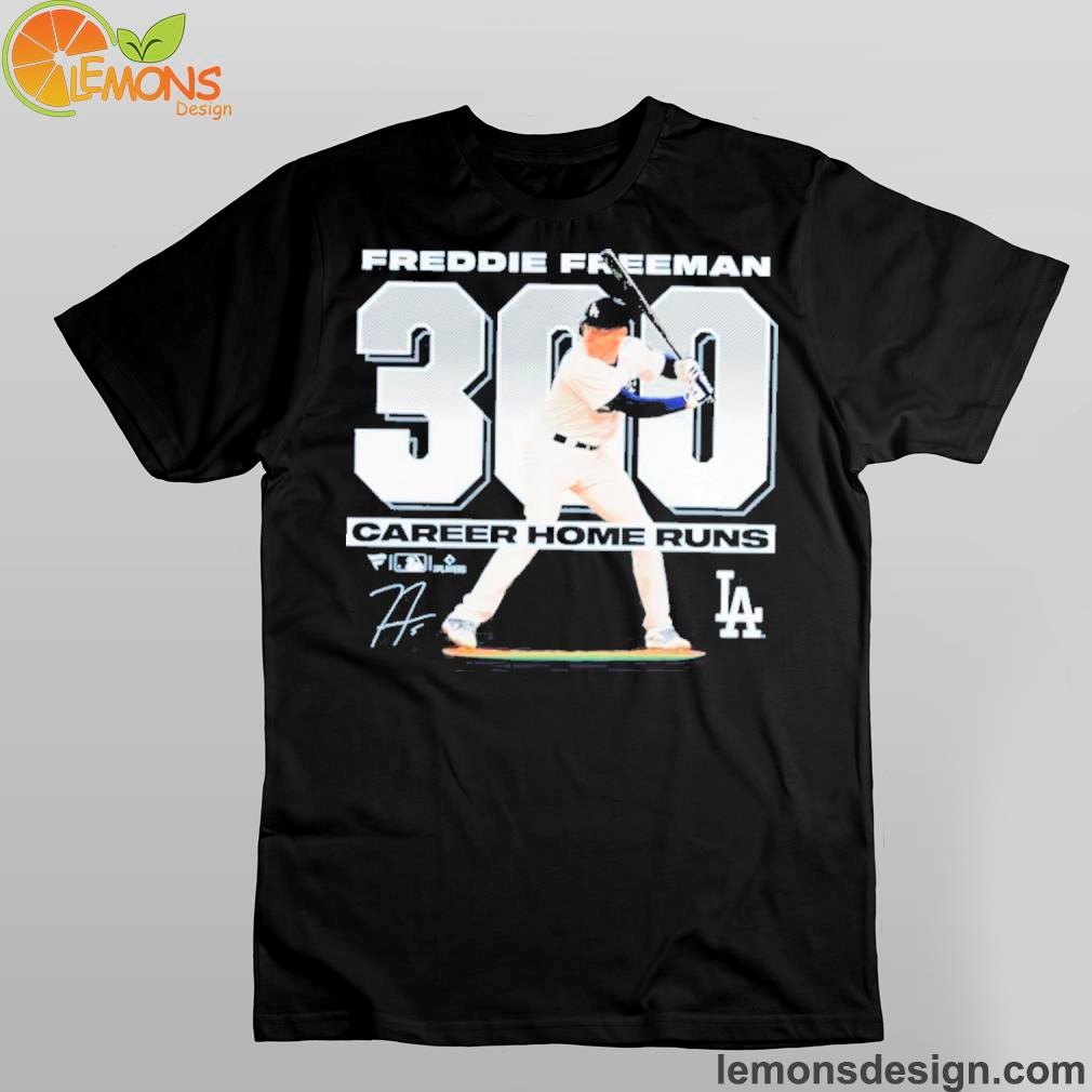 Signature and Freddie freeman los angeles Dodgers fanatics branded 300 career home runs shirt