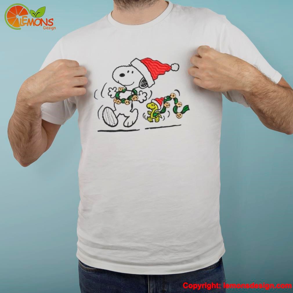 Embroidered Snoopy And Woodstock Enjoying Winter Shirt