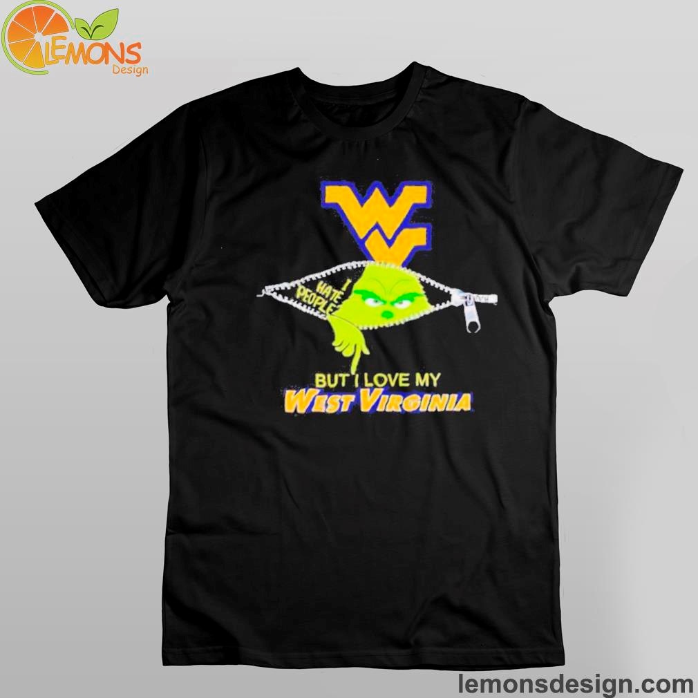 Grinch zipper I hate people but I love my West Virginia Mountaineers Logo Shirt